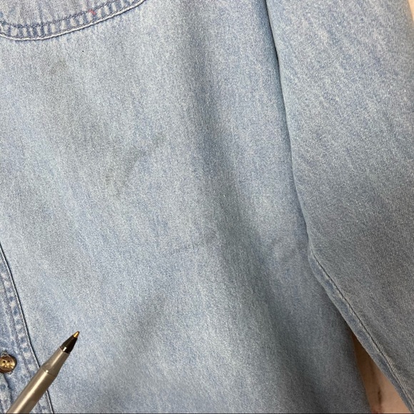 Paradise Point Sportswear Long Sleeve Denim Button Shirt 9/11 Theme 2001 Flawed - Picture 5 of 11